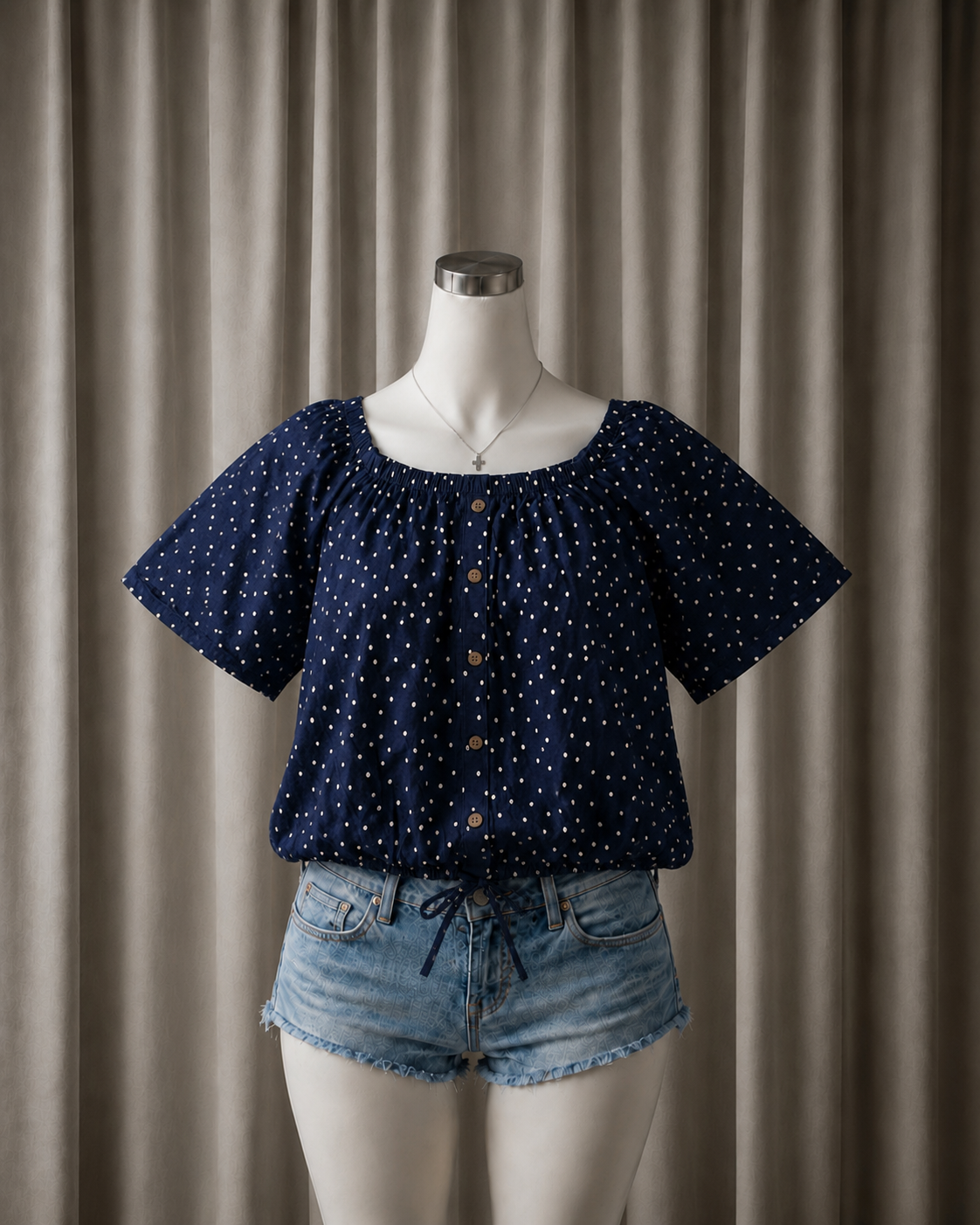 Polka Dot Button-Front Top