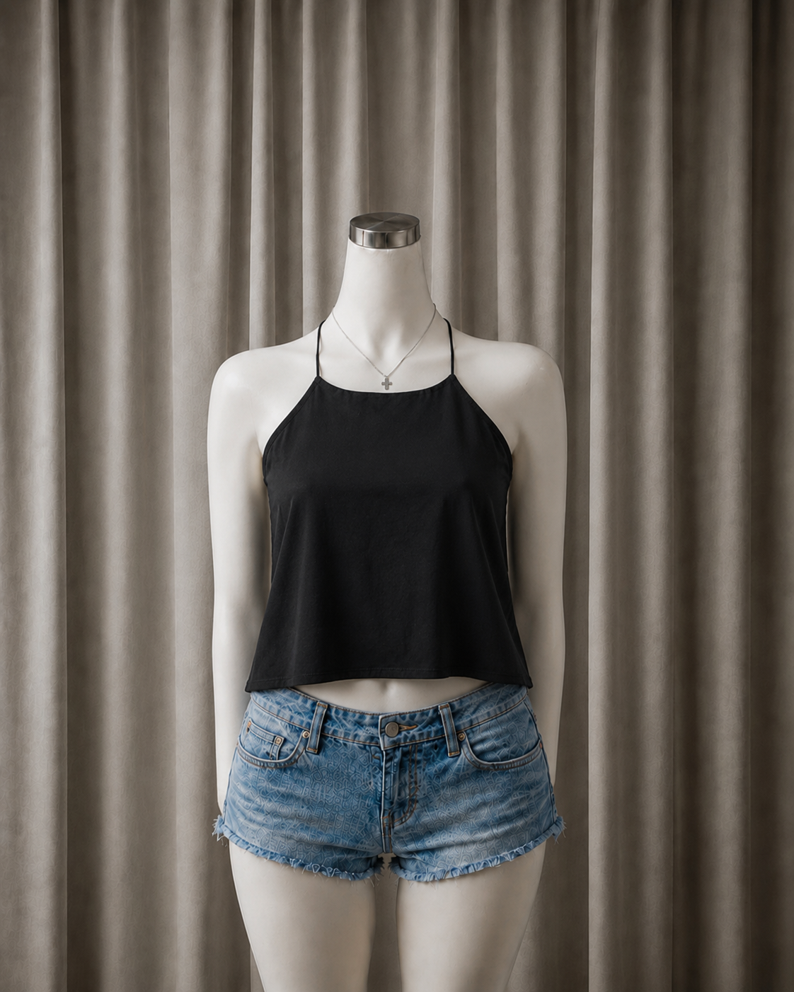 Solid Black Halter Cami
