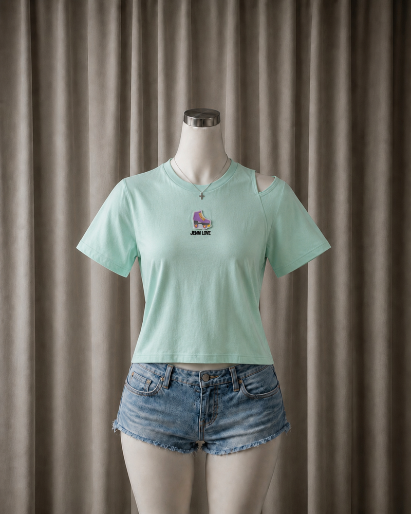 Roller Skate Graphic Cutout Tee