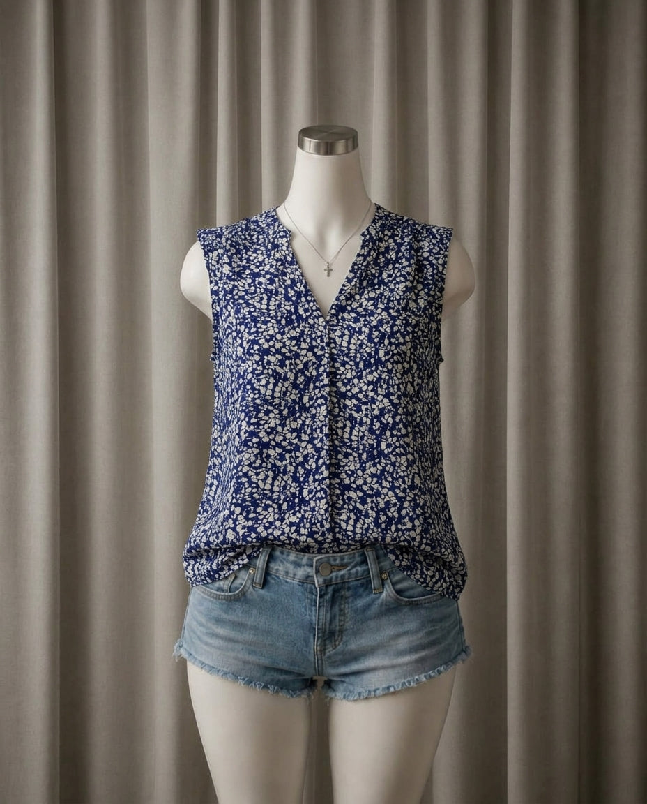 Floral Print Sleeveless Blouse