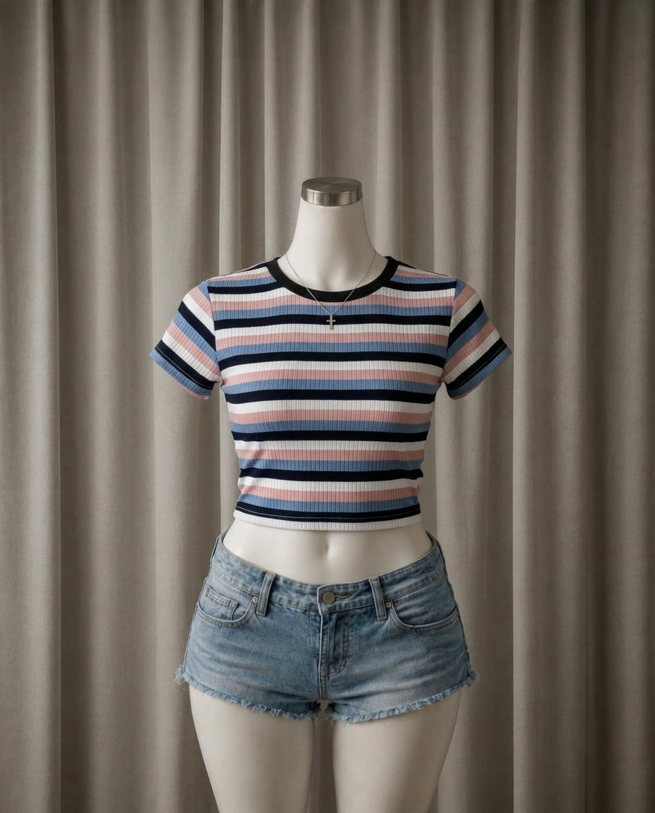 Striped Ribbed Crop Top