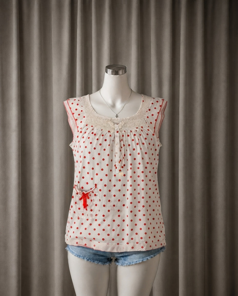Red Polka Dot Pocket Top