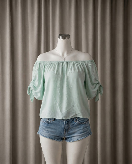 Off-Shoulder Tie-Sleeve Top