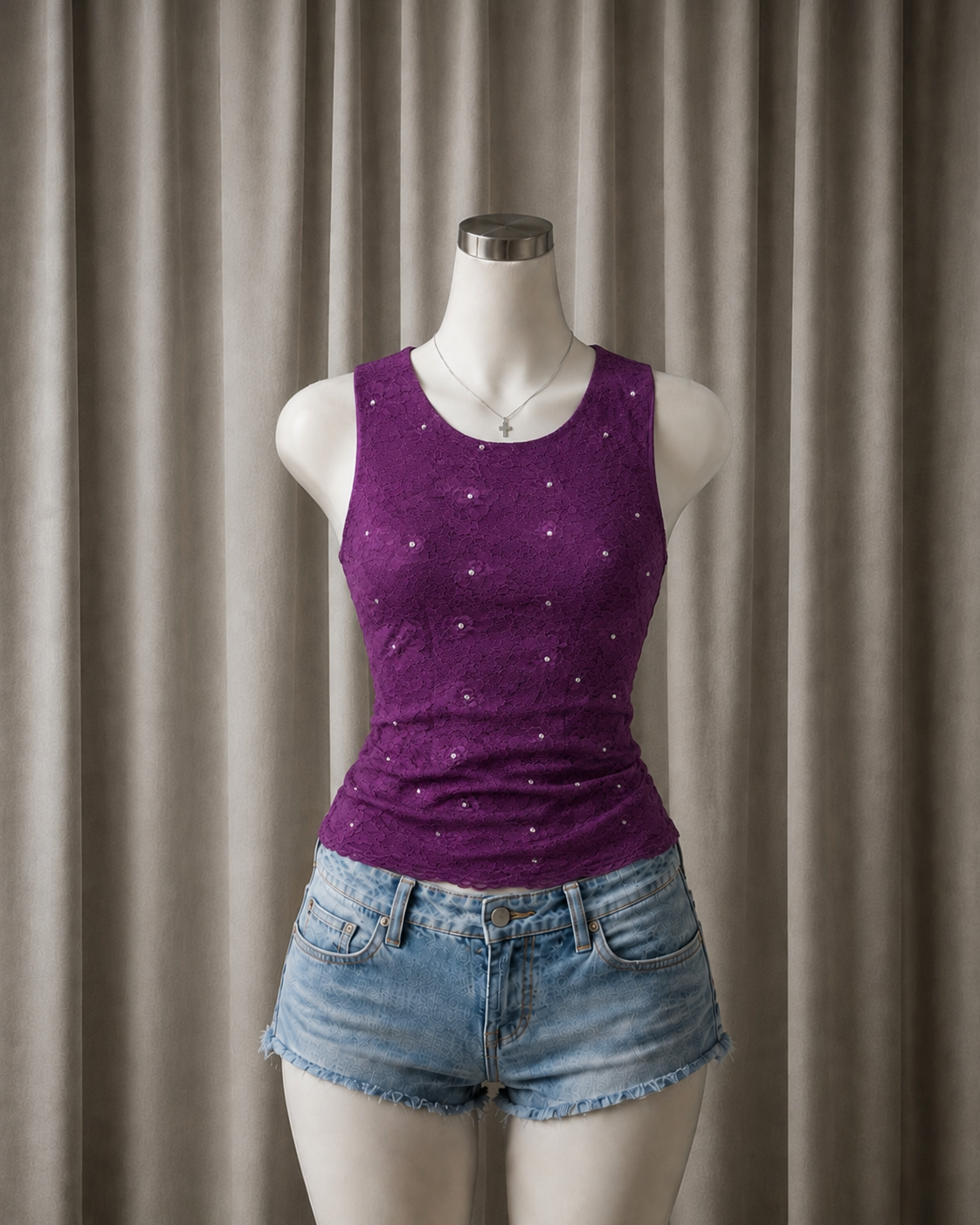 Lace Studded Tank Top