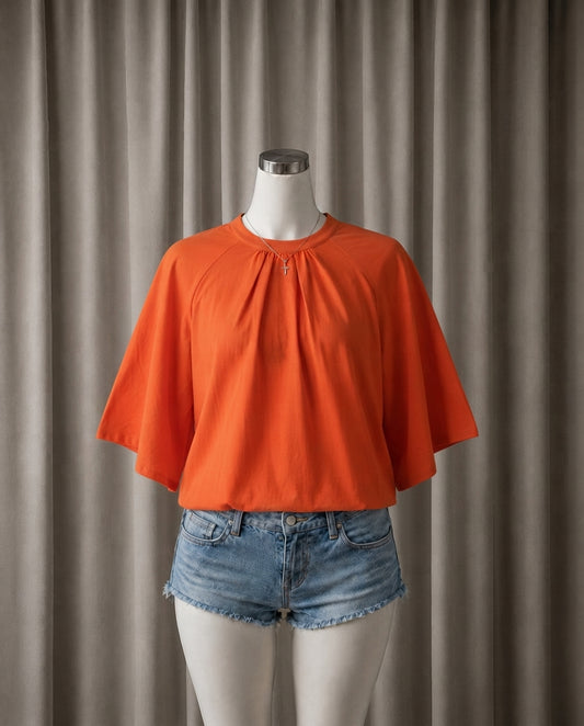 Pleated Flare-Sleeve Top