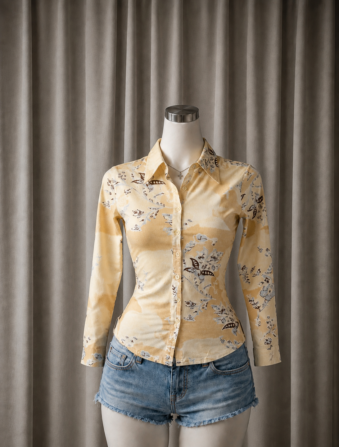 Floral Print Long Sleeve Button-Down Shirt