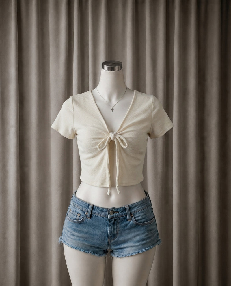 Tie-Front Short-Sleeve Crop Top
