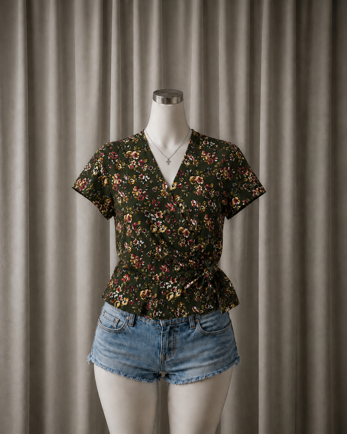 Floral Print Wrap Blouse