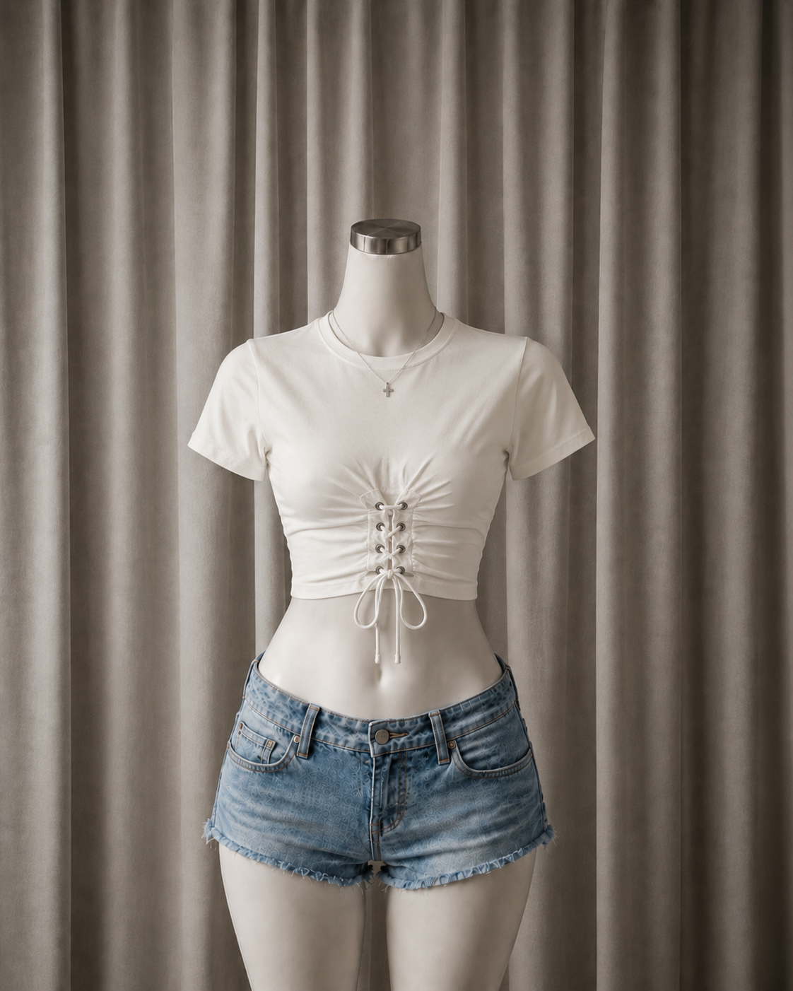 Lace-Up Front Crop Top