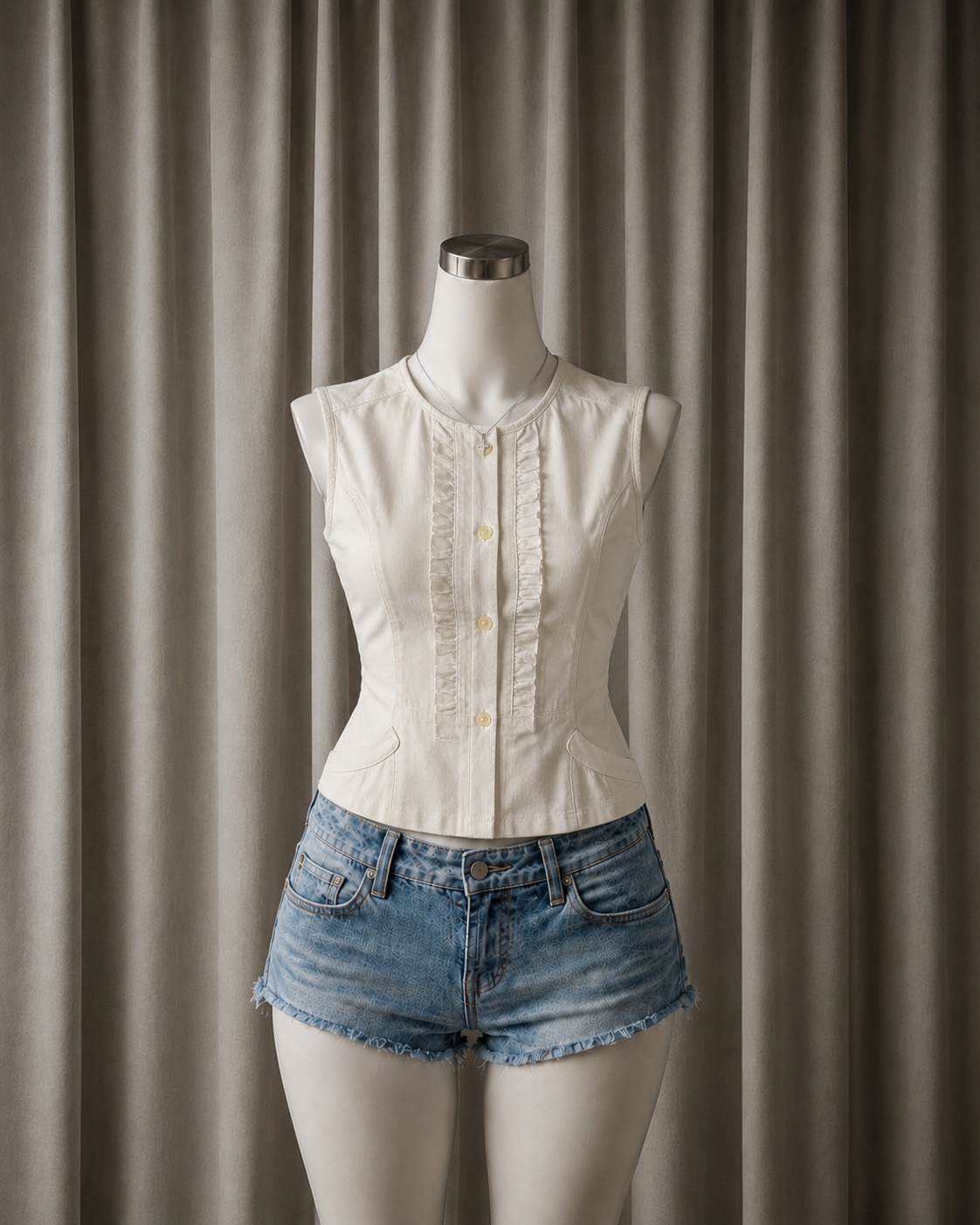Ruffled Button-Down Vest