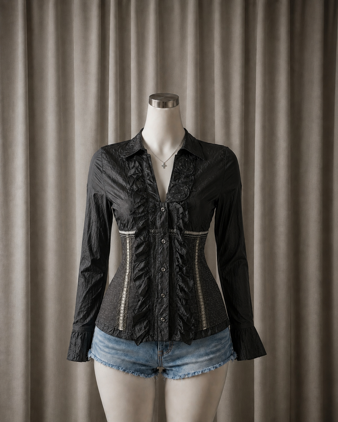 Ruffled Long-Sleeve Shirt
