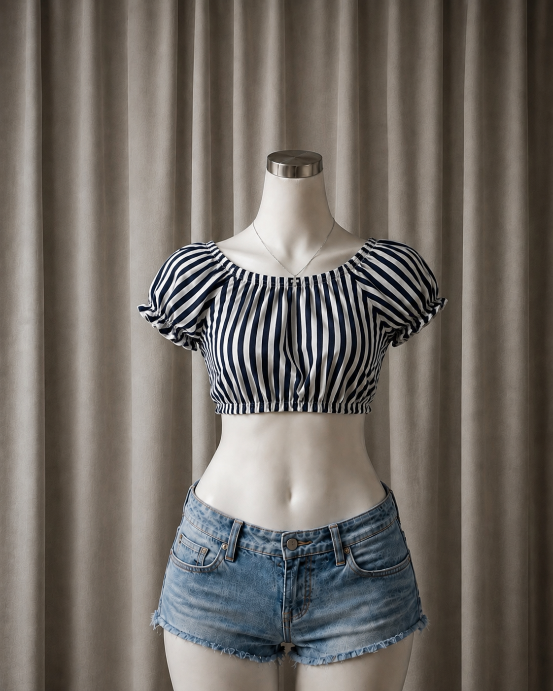 Striped Off-The-Shoulder Crop Top