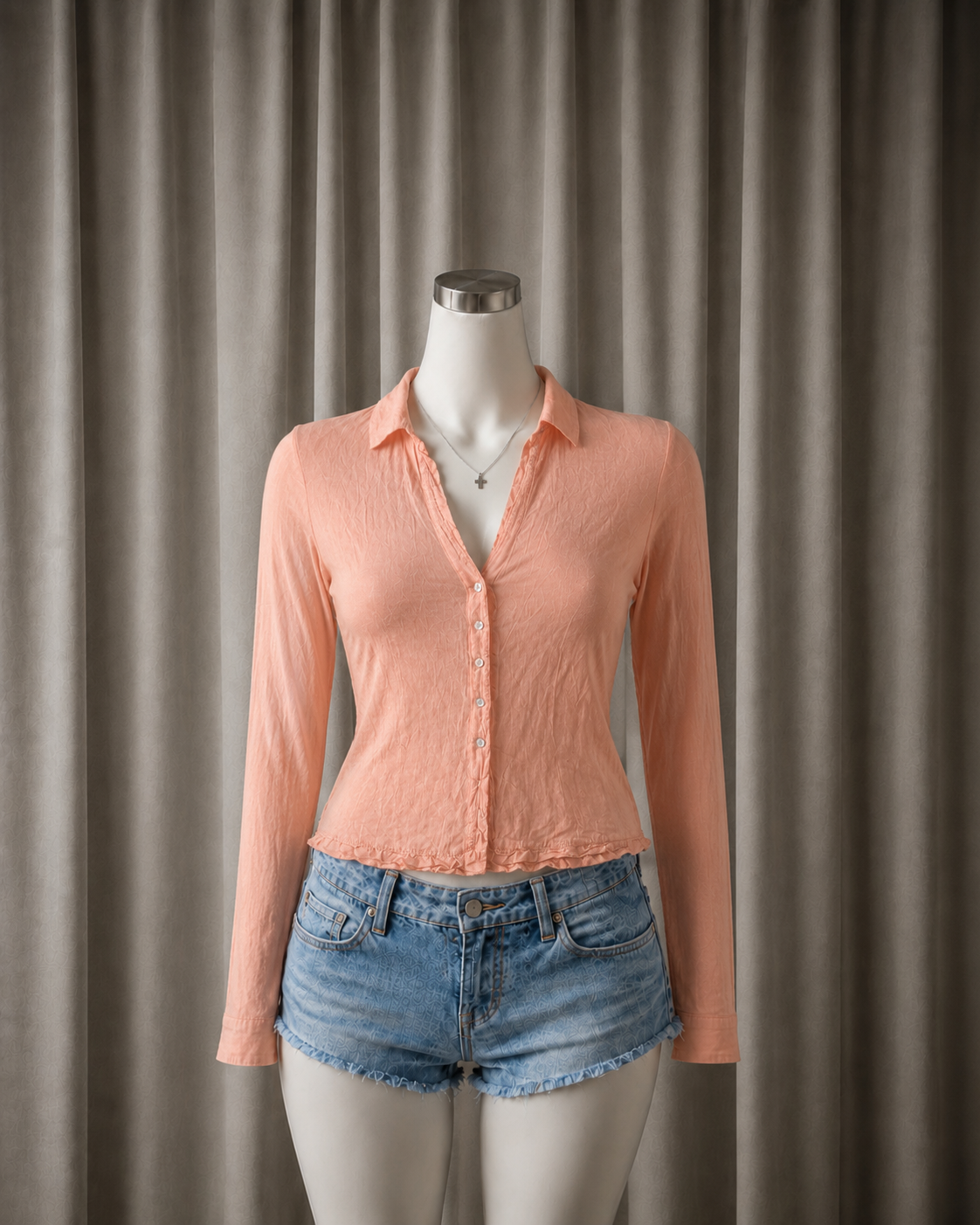 Textured Long-Sleeve Button-Down Shirt