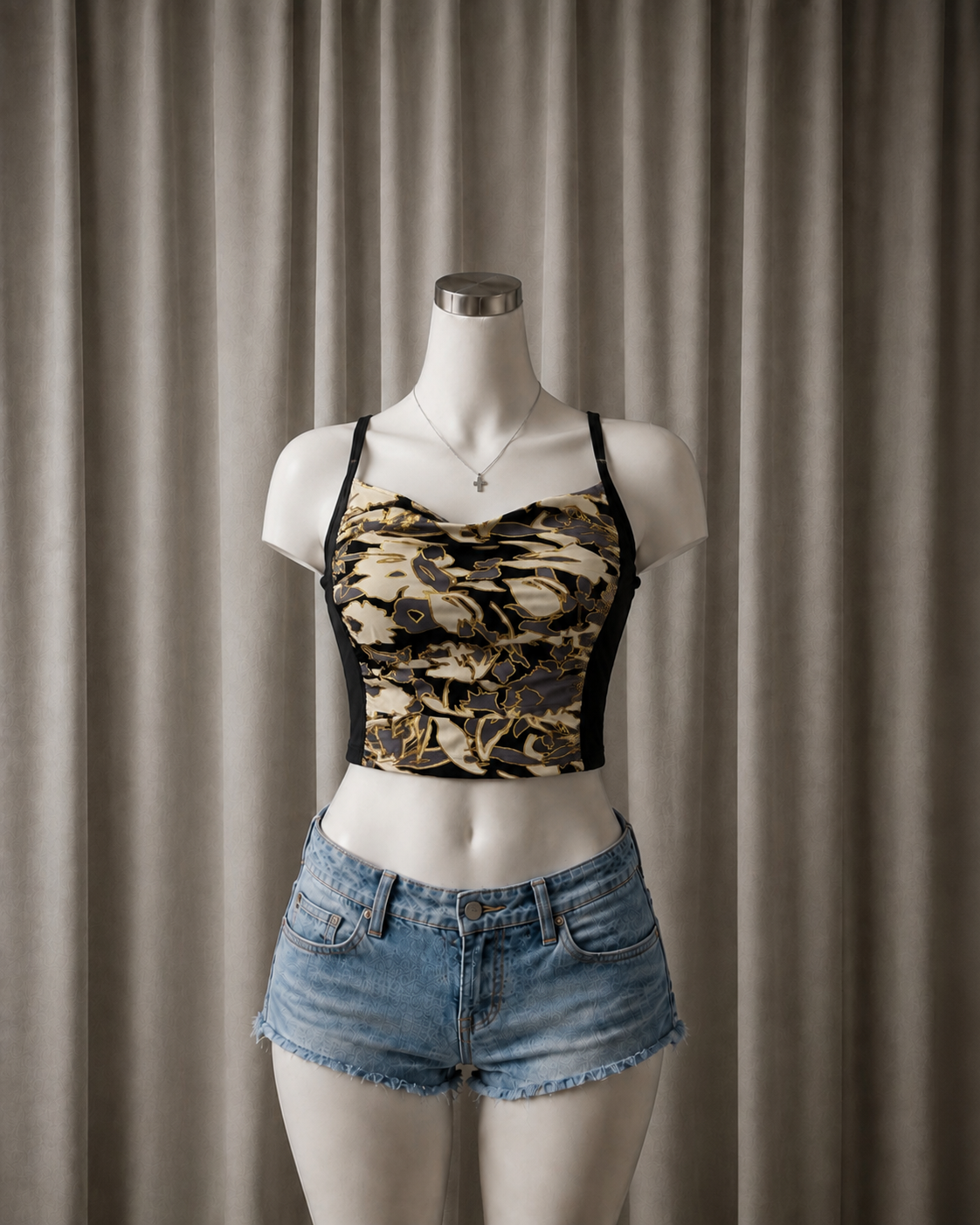 Abstract Print Cami Crop Top