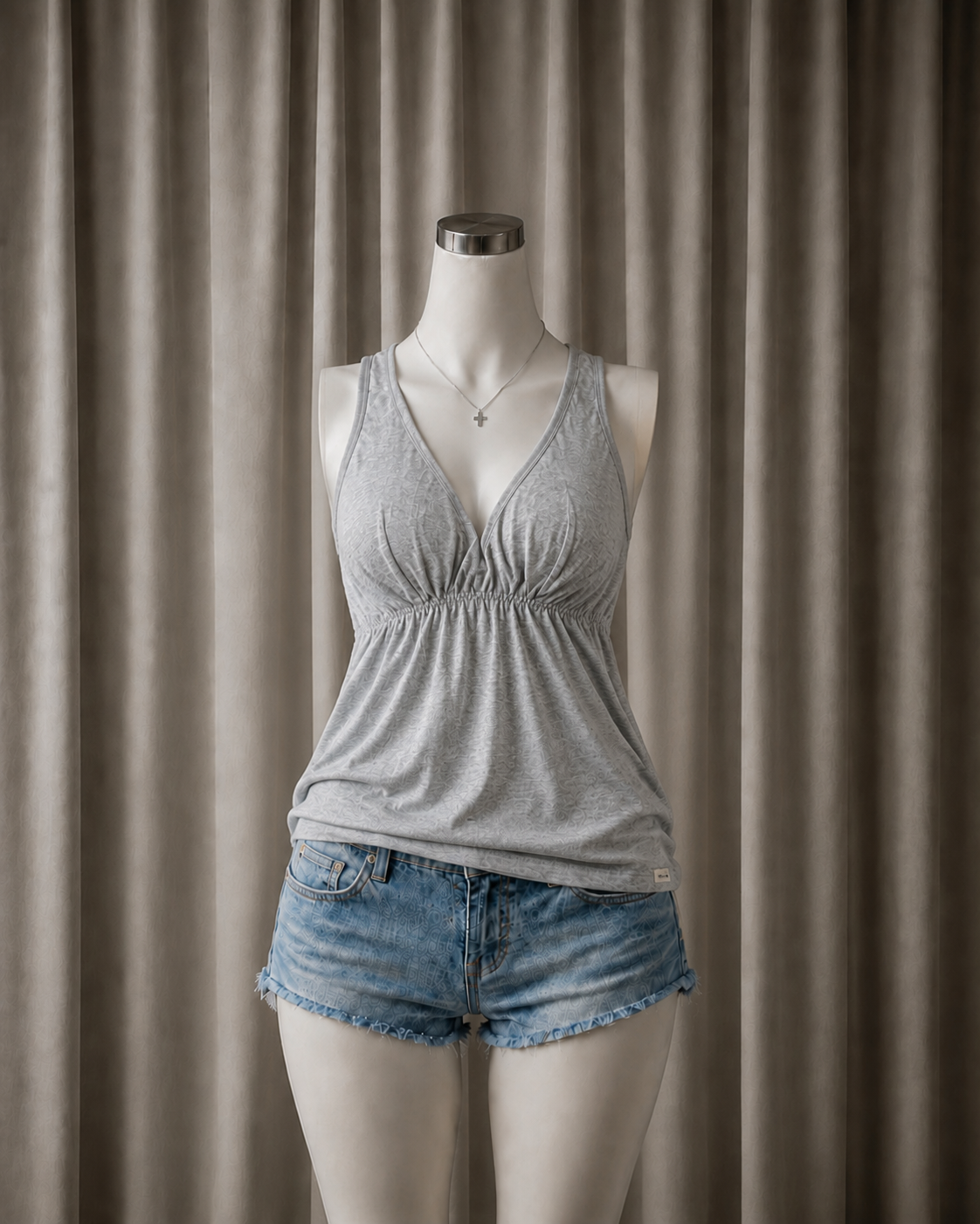 Pleated V-Neck Tank Top