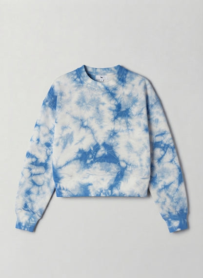 Blue Tie-Dye Crop Sweatshirt