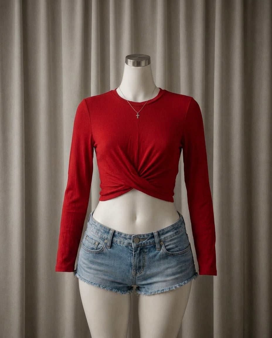 Red Twist Crop Top