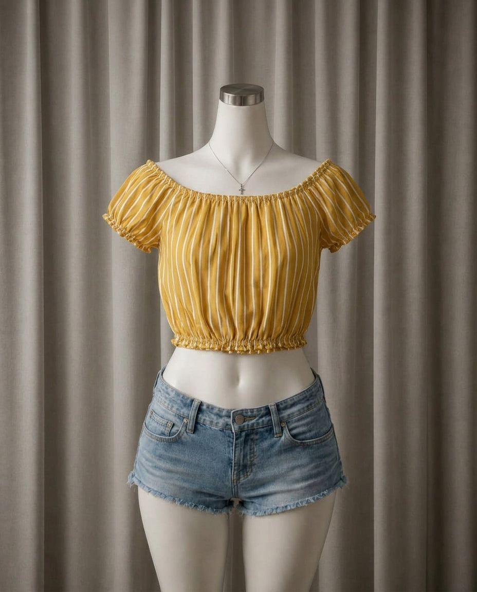 Striped Off Shoulder Crop Top