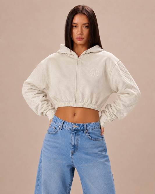 Quilted Zip Crop Hoodie