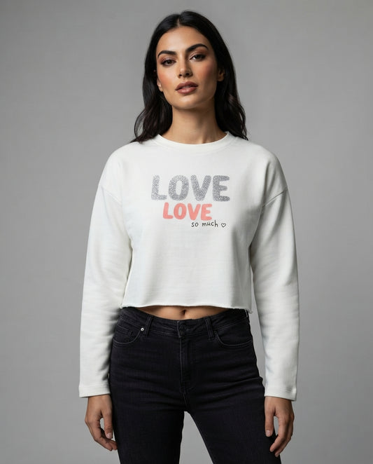 Love Graphic Crop Sweatshirt