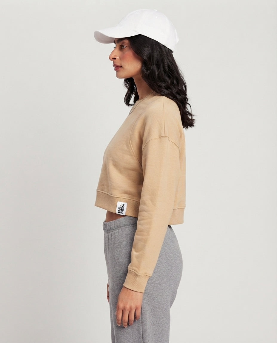 Real Energy Camel Cropped Sweatshirt
