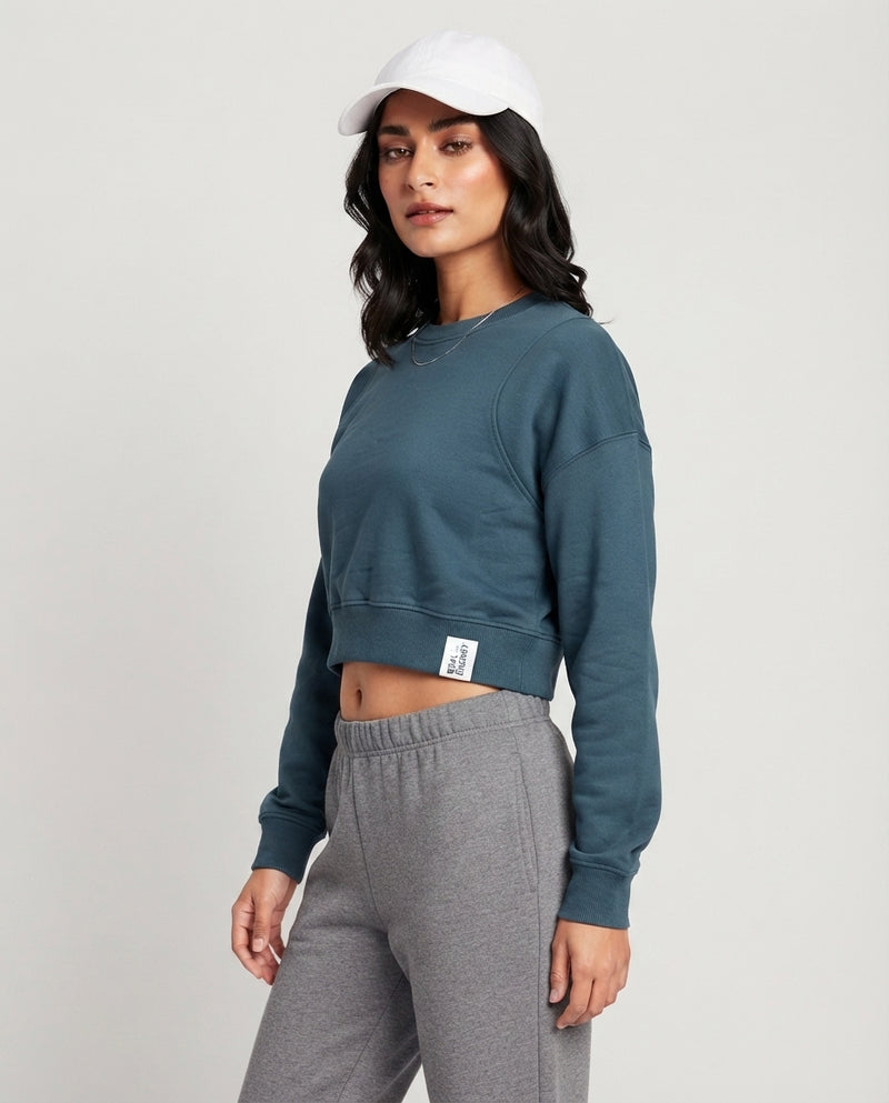 Real Energy Grey Cropped Sweatshirt