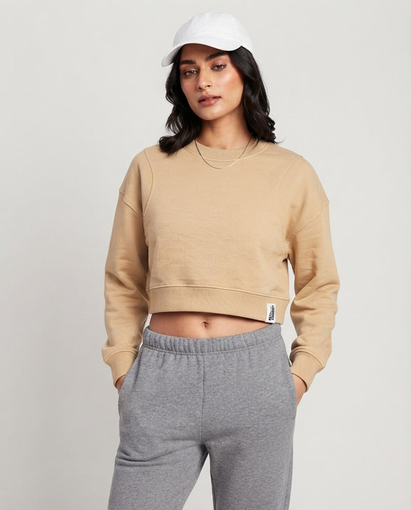 Real Energy Camel Cropped Sweatshirt