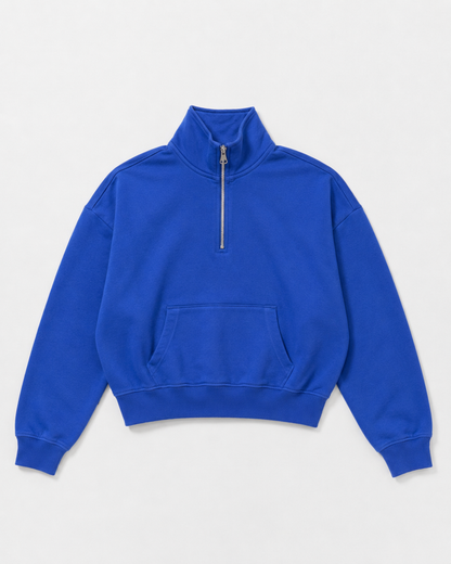 Half-Zip Pocket Cropped Sweatshirt